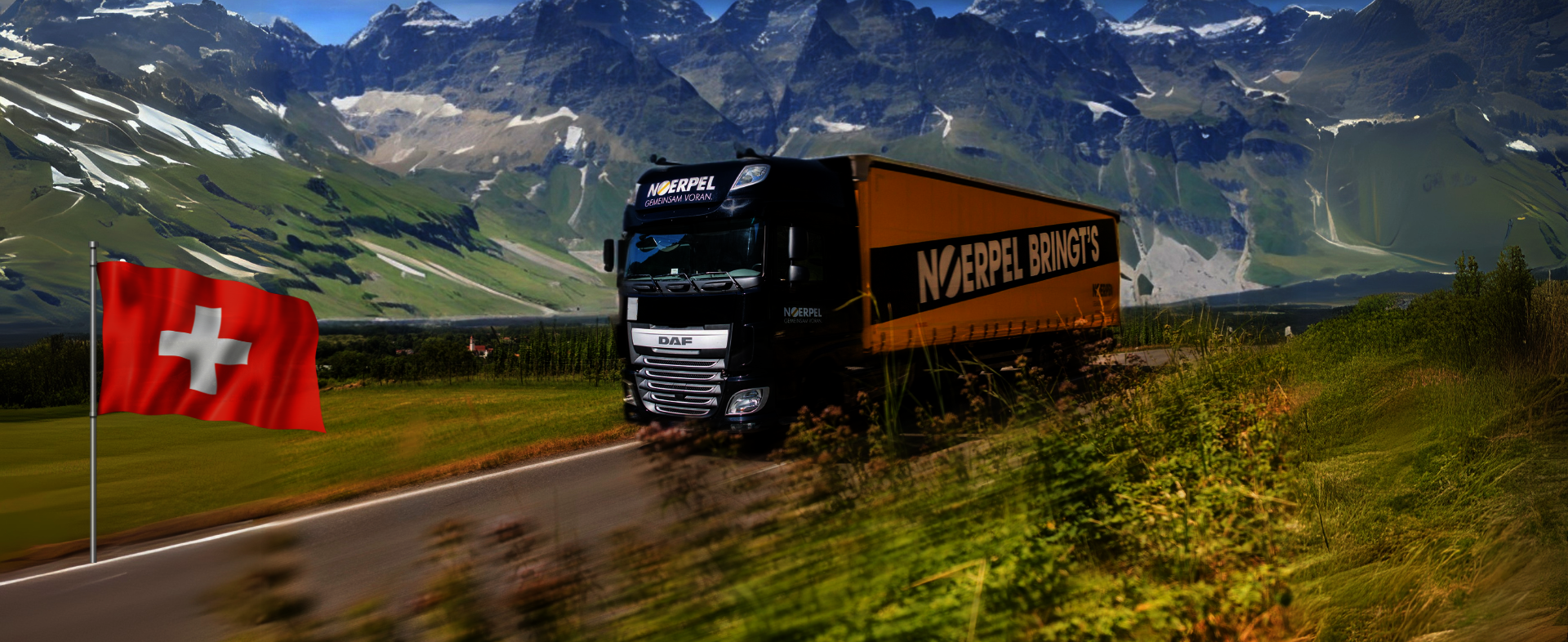 Noerpel LKW auf den Straßen in den schweizer Bergen